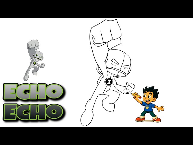 How to Draw Echo Echo from Ben 10 – Step-by-Step #ben10omniverse #ben10 