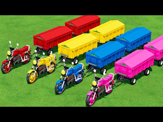Work with Colors! BIG Honda MOTORS and Grass TRANSPOPRT on Spiral Sridge Stunt Ride! FS22