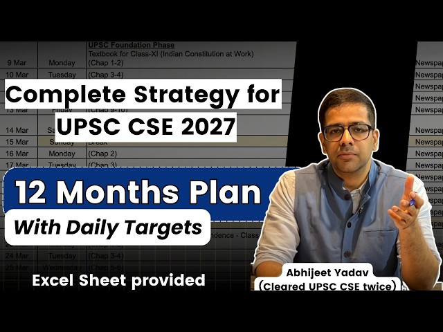 1 Year Plan for UPSC 2027 with daily targets | Strategy for UPSC CSE 2027