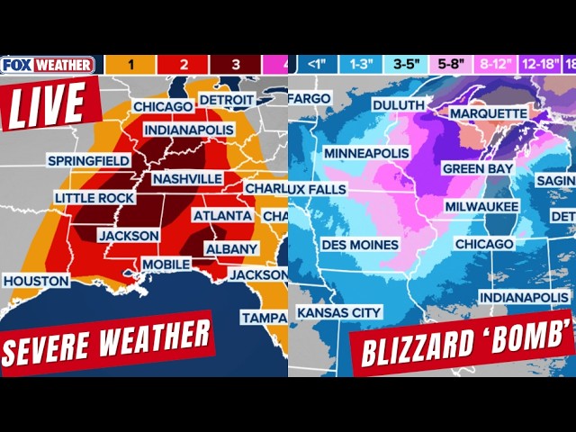 LIVE Coverage Tracking Major Bomb Cyclone Blizzard, Severe Weather Outbreak Level 4/5 | FOX Weather