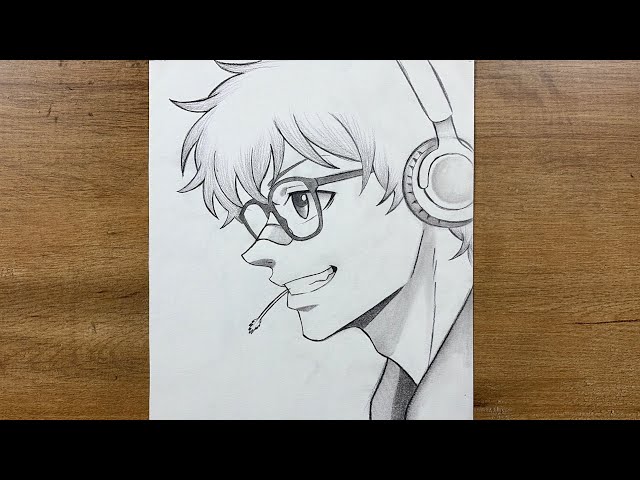 How to Draw a Cool Anime Boy with Headphones | Side View Drawing