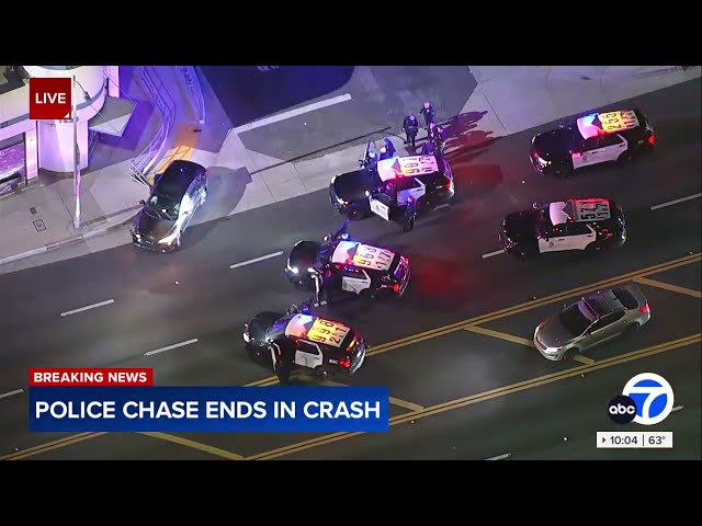 FULL CHASE: Driver spins out of control, crashes during wild LA pursuit