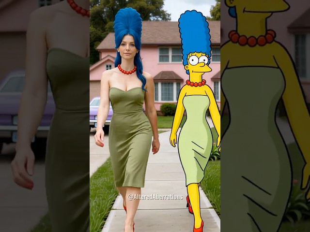 Real Life vs Cartoon: The Simpsons 🟨🏠 (Marge, Edna, Selma, & More!)
