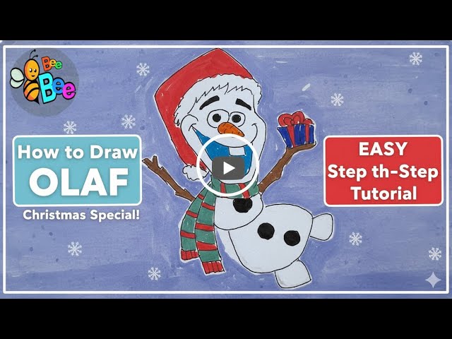 🎄How to Draw Olaf from Frozen ☃️with a Santa Hat Easy Christmas Tutorial