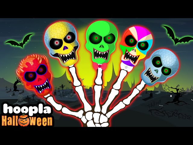 🔴 Five Funny Skeletons Song + Creepy Skeletons by Teehee Town on Hoopla Halloween