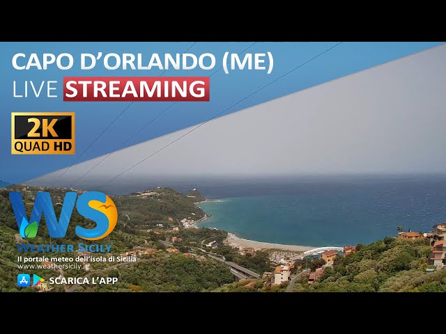 🔴 Capo d'Orlando live webcam - Panoramica Scafa e isole Eolie