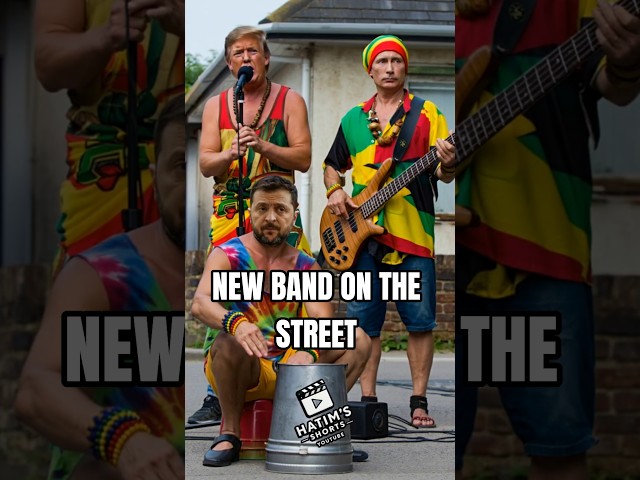 Trump 🎤, Putin 🎸 & Zelensky 🥁 as Street Musicians – Bob Marley Vibes 🌍😂