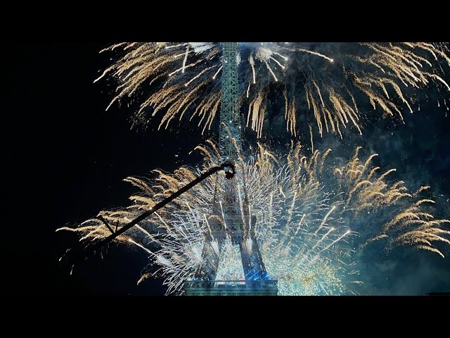 Epic Fireworks at Eiffel Tower, Paris on Bastille Day (14th July, 2023) - Full video