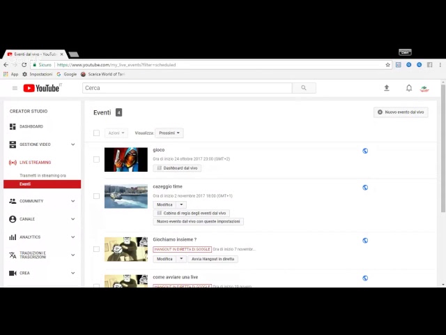 come avviare una live