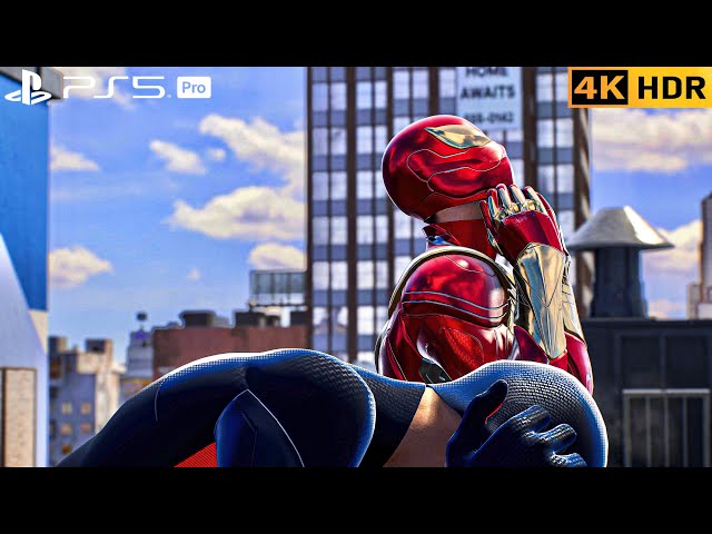 (PS5 PRO) Iron-Spider teaches Miles how to Fight Sandman | 4K HDR |