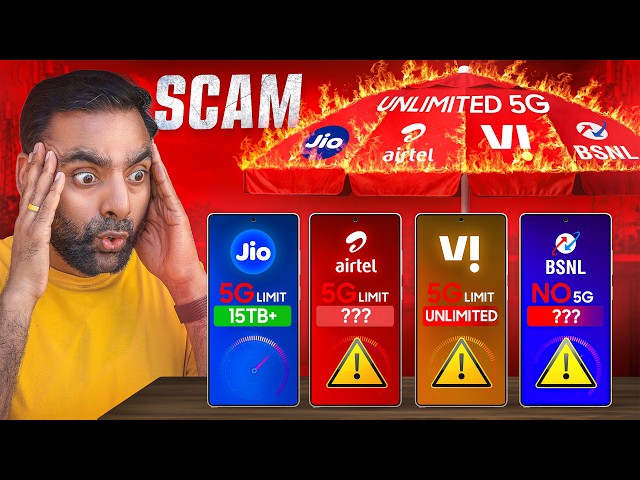 Unlimited 5G Data SCAM - Jio vs Airtel vs VI vs BSNL 🚨