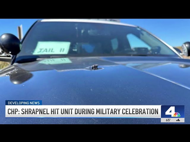 CHP unit hit, damaged by shrapnel during military celebration at Camp Pendleton