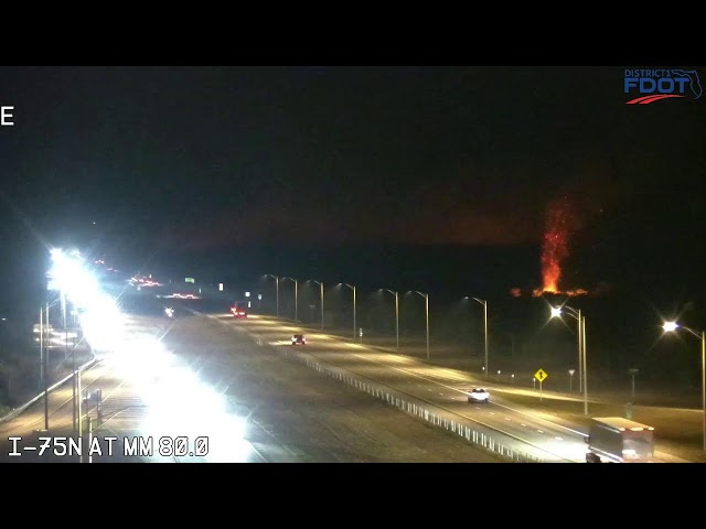 25,000 brush fire burns along Alligator Alley in Collier County, Florida