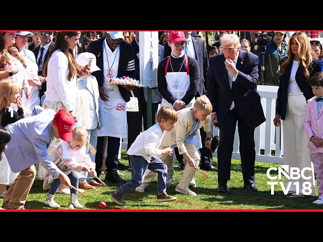 UNCUT: Trump and Melania Trump Watch as Children Play During the White House Easter Egg Roll | N18G