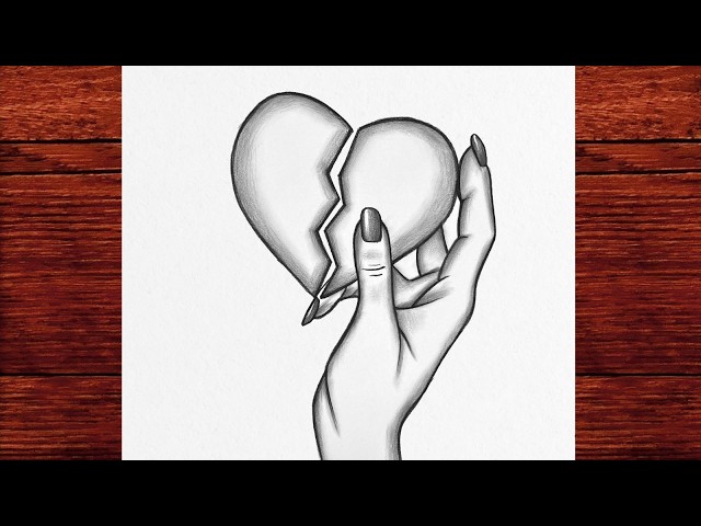 How to Draw a Broken Heart in a Hand ✍️ Easy Heart Drawing Step by Step