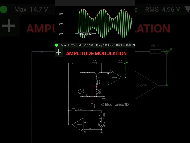 Simulation of Amplitude Modulation using Opamps #electronicseducation #electronicsrd #opamp