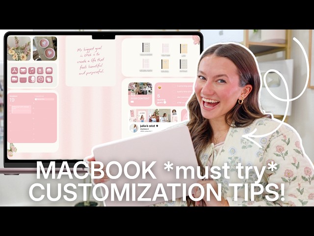 how to customize your macbook to be aesthetic! 💻💗 (folder icons, widgets, custom wallpaper tutorial)