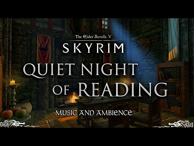 Quiet Night for Reading | Peaceful Skyrim Music & Ambience | 4k | 3 Hours