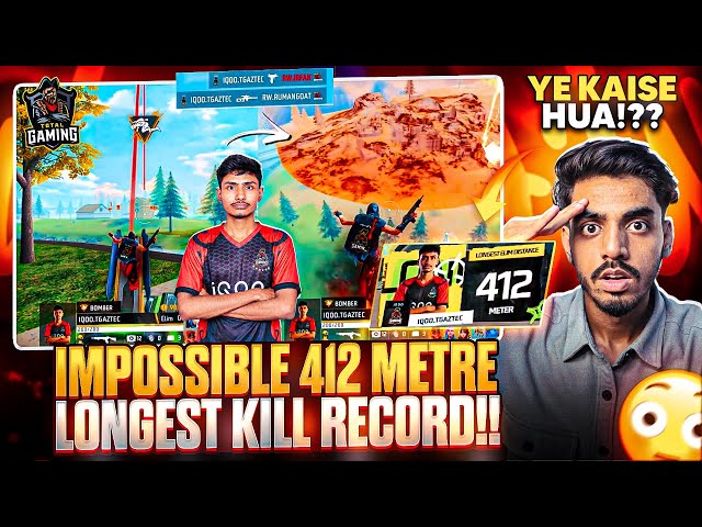 UNBELIEVABLE 412 Metre Longest KILL RECORD😱🔥 | Free Fire Esports LONGEST ELIMINATION Record💀