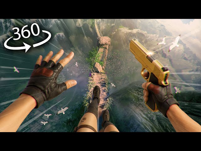 360° FEAR OF HEIGHTS | Would YOU dare walk on this cliff? VR Experience