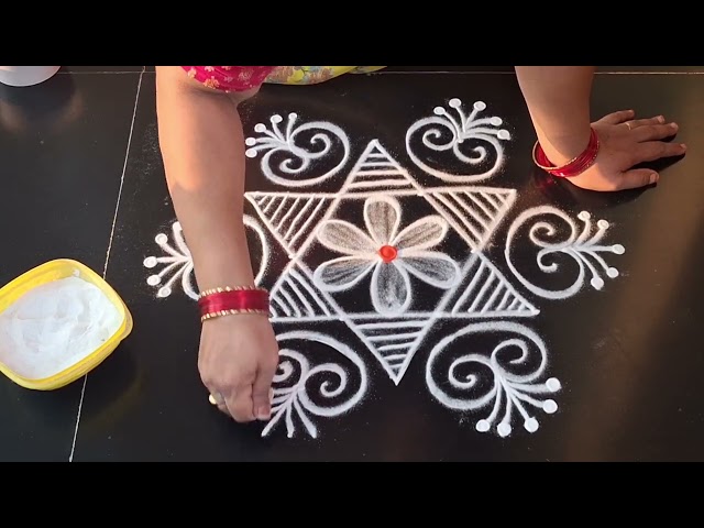 Simple rangoli design//5×3dots//side border rangoli design//daily muggulu//simple kolam 