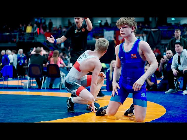 U20 Raimond Prous (EST) vs Storm Ryden (NOR) 60kg. Greco-roman men wrestling tournament.