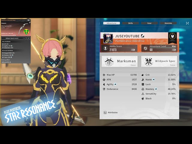 21073 Ability Score Wolf Marksman Dummy DPS Test (With Meter) - Blue Protocol