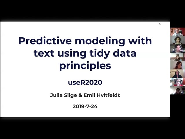 useR! 2020: Prediction with text using tidy data principles (J. Silge, E. Hvitfeldt), tutorial