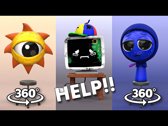 HELP Sprunki Mr Sun Jevin and Mr Fun Computer! Incredibox Sprunki Animation 360° VR