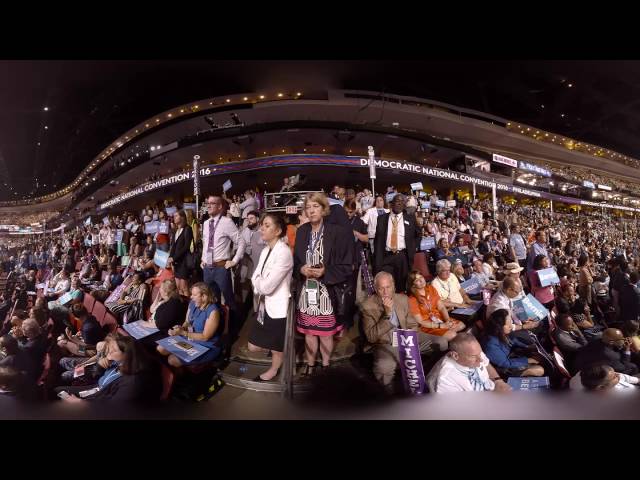 With the Michigan and Oregon delegations, listening to Bernie Sanders