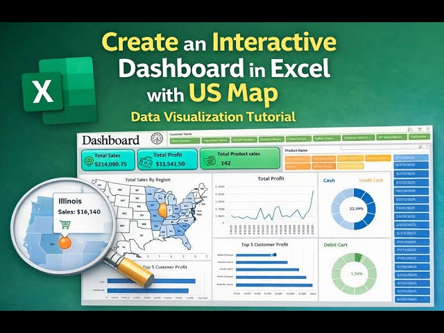 Create an Interactive Dashboard in Excel with US Map | Data Visualization Tutorial