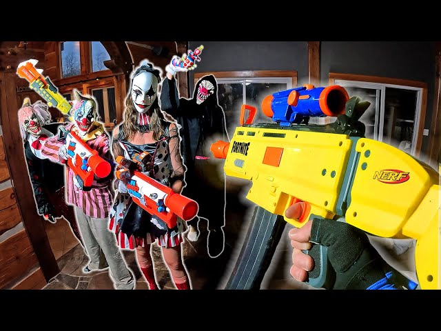 NERF WAR | Killer Clown Boss Battle!
