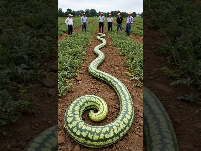 Farmers collect snake-shaped watermelons#smartfarming #organicfarming #gardeningtips #farming
