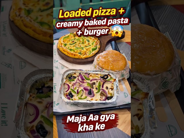 Loaded pizza + creamy baked pasta + burger = perfect meal 😍🔥 DINANAGAR HELLO FOOD ❤️‍🔥 #viral