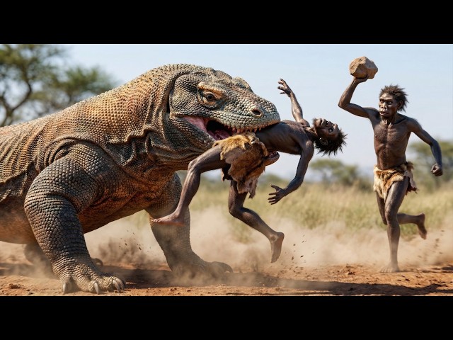 Savanna Survival Story | Early Human Crosses Paths with Giant Komodo — Brutal Hunt Begins