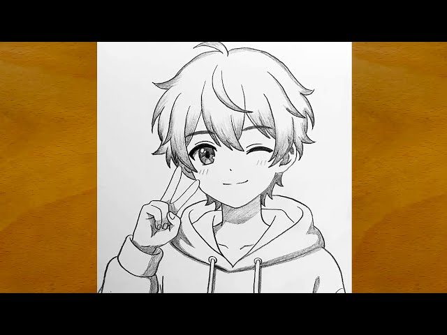 How to Draw Anime Boy Winking | Easy Pencil Sketch Tutorial