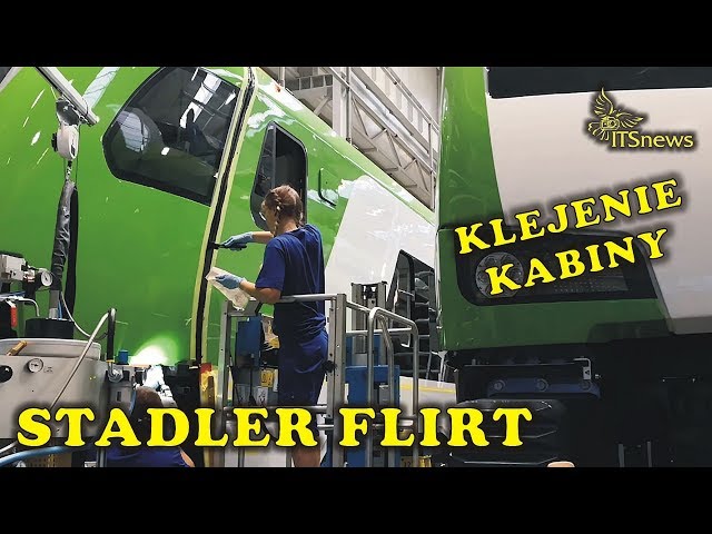 Klejenie kabiny. STADLER Flirt dla Kolei Mazowieckich.