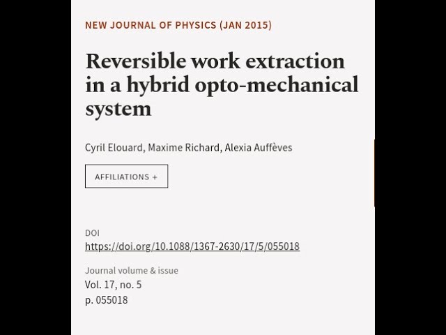 Reversible work extraction in a hybrid opto-mechanical system | RTCL.TV