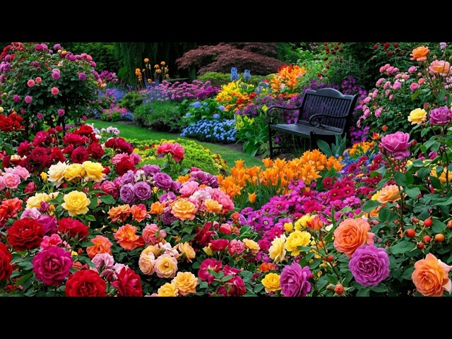 A Peaceful Flower Paradise 🌹 | 4K Relaxing Garden Walk with Nature Sounds