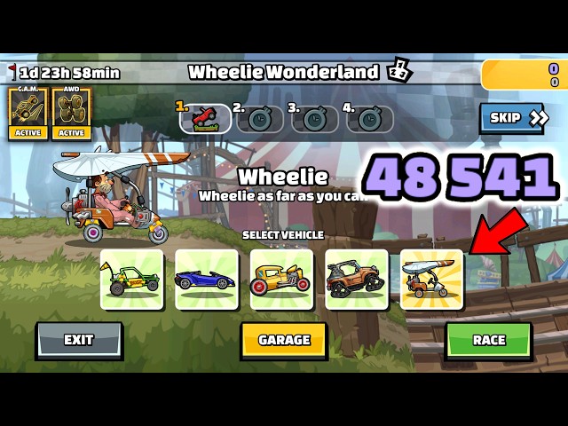 Hill Climb Racing 2 - 48541 points in WHEELIE WONDERLAND Team Event | GamePlay