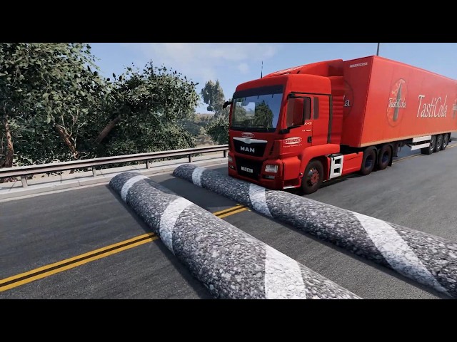 Trucks vs Massive Speed bump vs potholes rocks compilation #81 beamng drive live 2