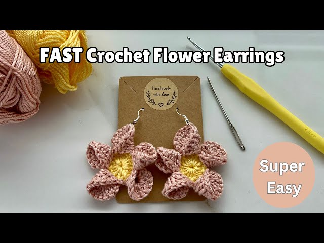 FAST / EASY Crochet Flower Earrings Tutorial | Beginner Friendly