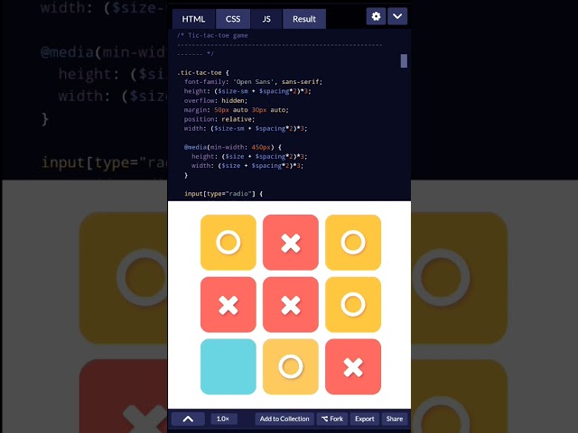 Pure CSS TIC-TAC-TOE #css #codepen #coding #games #gameplay