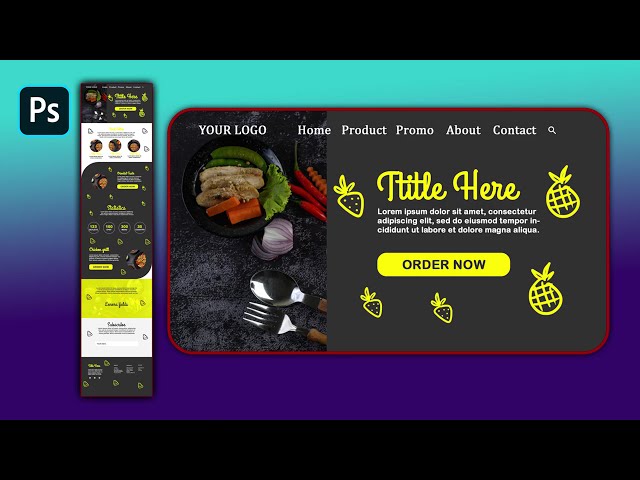 Modern Responsive Web Template Design in Photoshop | Single Page Website Tutorial (UI/UX Design)