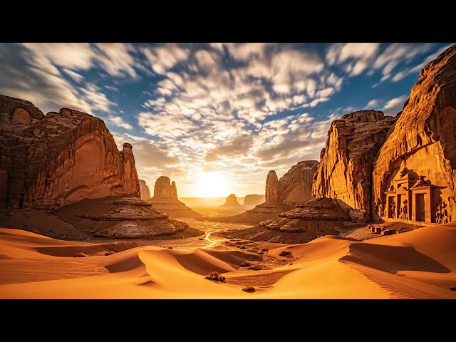 AlUla timelapse, dramatic sandstone cliffs, heritage desert landscape 🌆  No Copyright – Time Lapse