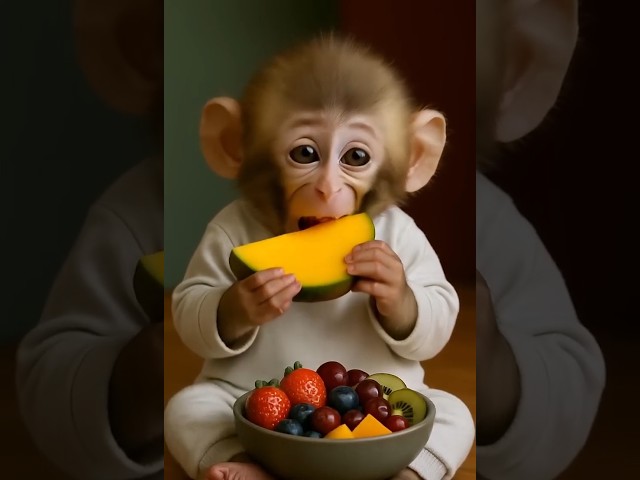 monkey eating fruits 😋❤️