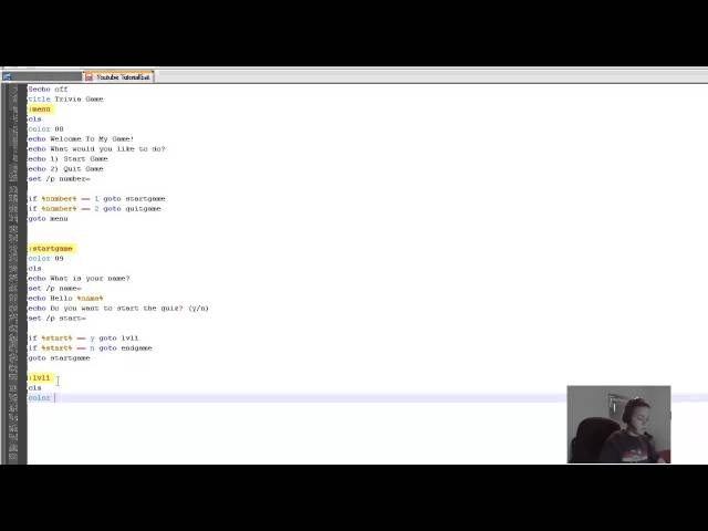 How to code a Trivia Game In Notepad ++