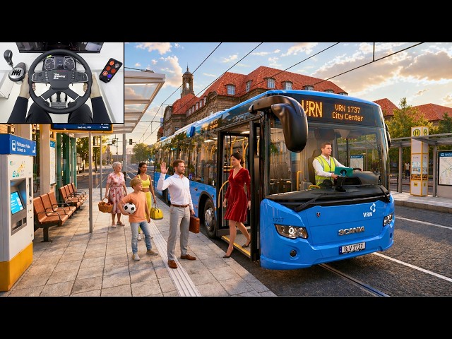 The Bus - Evening Bus Driving in Berlin | Realistic Bus Simulator | Steering Wheel Gameplay