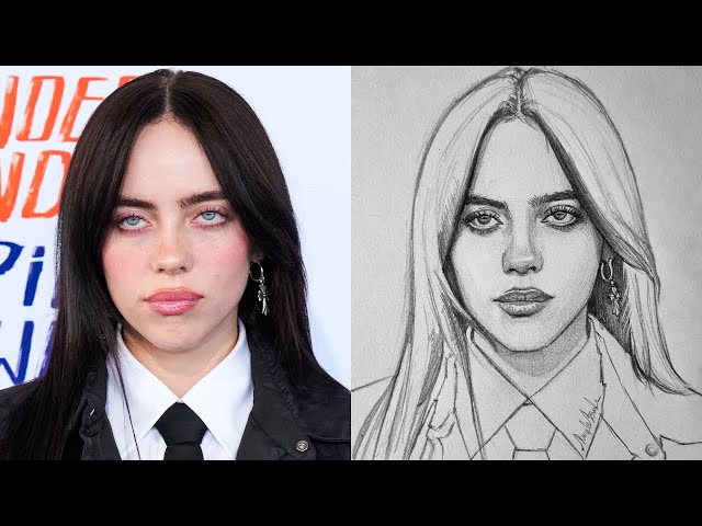 Draw Billie Eilish with One Pencil: Beginner's Step-by-Step Loomis Method Tutorial