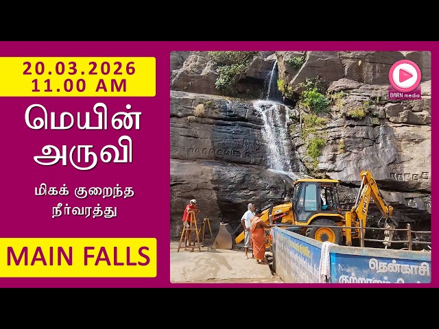 Main Falls | 20.03.2026, 11.00 AM | மெயின் அருவி வீடியோ | Kutralam Season Today | KutralamLive